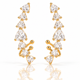 Crystal curve earring with cuff