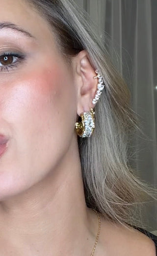 Crystal curve earring with cuff