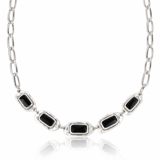 Afrodite Petrinoli — necklace silver black plates