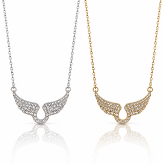 necklaces crystal wings gold silver