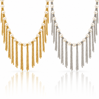 necklaces pearl chain fringe both