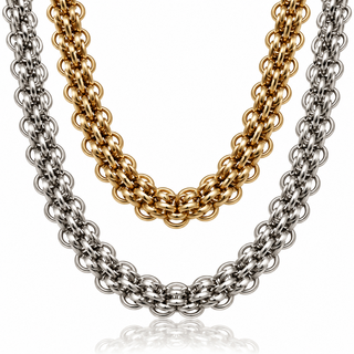 necklaces woven gold silver